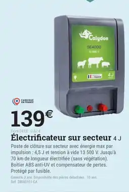 Espace emeraude CLAYDON Électrificateur sur secteur 4 J offre