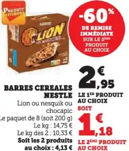 Hyper U Barres cereales nestle offre