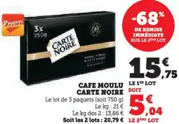 Hyper U Cafe moulu carte noire offre