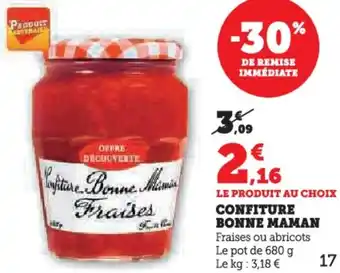 Hyper U Confiture bonne maman offre