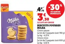 Hyper U Biscuits fourres milka offre