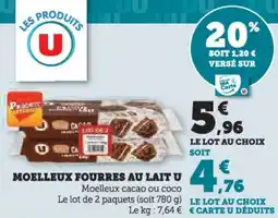 Hyper U Moelleux fourres au lait u offre