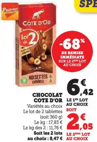 Hyper U Chocolat côte d'or offre