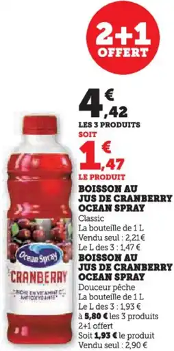 Hyper U Boisson au jus de cranberry ocean spray offre