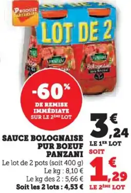 Hyper U Sauce bolognaise pur boeuf panzani offre