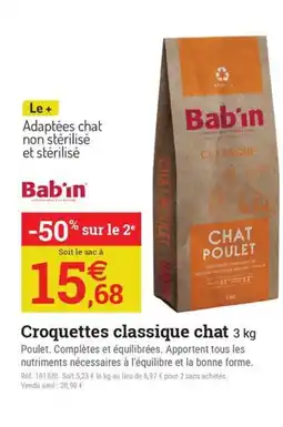 Espace emeraude BAB'IN Croquettes classique chat offre