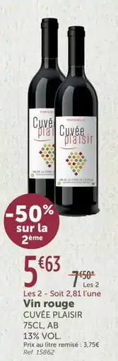 L'Eau Vive CUVÉE PLAISIR Vin rouge offre