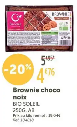L'Eau Vive BIO SOLEIL Brownie choco noix offre