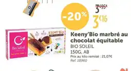L'Eau Vive BIO SOLEIL Keeny'Bio marbré au chocolat équitable offre