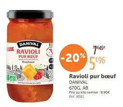 L'Eau Vive DANIVAL Ravioli pur bœuf offre