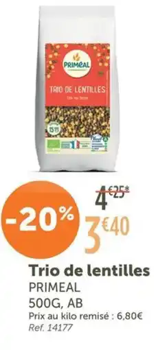 L'Eau Vive PRIMEAL Trio de lentilles offre