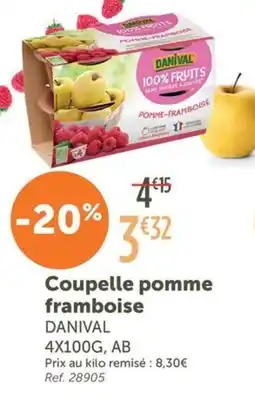 L'Eau Vive DANIVAL Coupelle pomme framboise offre