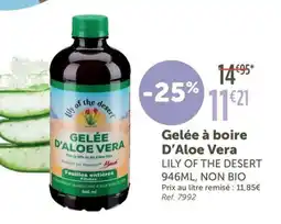 L'Eau Vive LILY OF THE DESERT Gelée à boire D'Aloe Vera offre