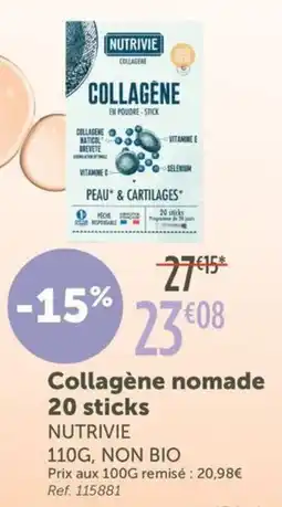 L'Eau Vive NUTRIVIE Collagène nomade 20 sticks offre