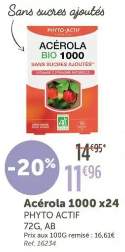 L'Eau Vive PHYTO ACTIF Acérola 1000 x24 offre