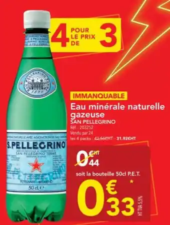 METRO SAN PELLEGRINO Eau minérale naturelle gazeuse offre