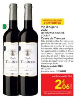 METRO LES GRANDS CRUS DE L'OUEST Vin d'Algérie 2022 offre