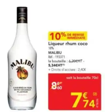 METRO MALIBU Liqueur rhum coco offre