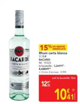 METRO BACARDI Rhum carta blanca offre