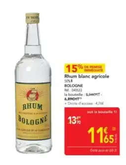 METRO BOLOGNE Rhum blanc agricole 50% offre