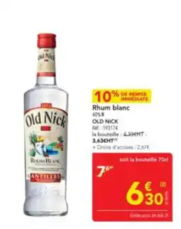 METRO OLD NICK Rhum blanc offre