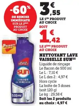 Hyper U Nettoyant lave vaisselle sun offre