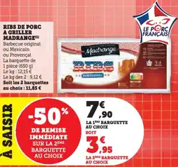 Hyper U Ribs de porc a griller madrange offre