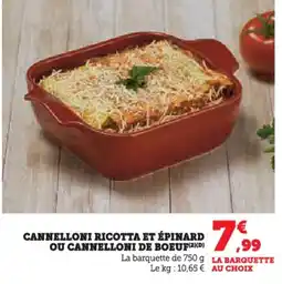 Hyper U Cannelloni ricotta et épinard ou cannelloni de boeuf offre