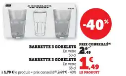 Hyper U Barrette 3 gobelets offre