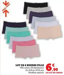 Hyper U Lot de 6 boxers fille offre