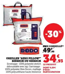 Hyper U Oreiller aero pillow offre
