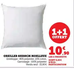 Hyper U Oreiller moelleux les 2 produits offre