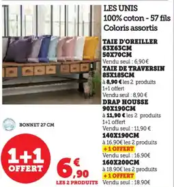 Hyper U Taie d'oreiller, taie de traversin, drap housse offre