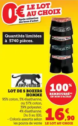 Hyper U Lot de 5 boxers homme offre