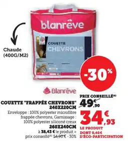 Hyper U Couette frappée chevrons offre