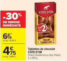 Carrefour Drive Côte d'or - tablettes de chocolat offre