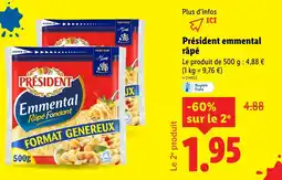 Lidl Président emmental râpé offre