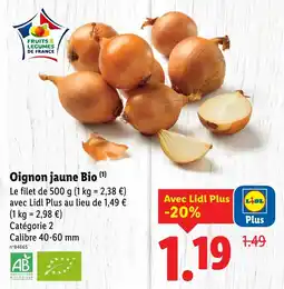 Lidl Oignon jaune bio offre