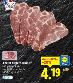 Lidl 4 côtes de porc échine offre