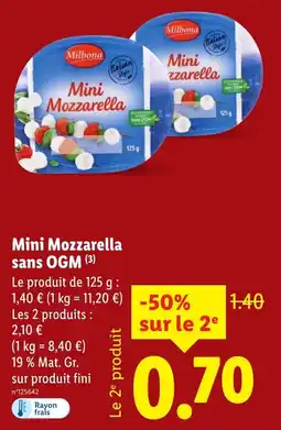 Lidl Mini mozzarella sans ogm offre