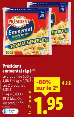 Lidl Président emmental râpé offre