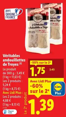 Lidl Véritables andouillettes de troyes offre