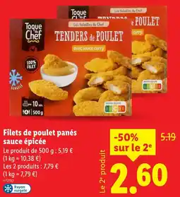 Lidl Filets de poulet panés sauce épicée offre