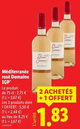 Lidl Méditerranée rosé domaine igp offre