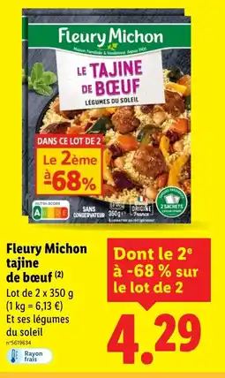 Lidl Fleury michon tajine de bœuf offre