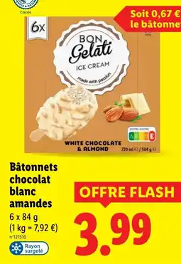Lidl Bâtonnets chocolat blanc amandes offre