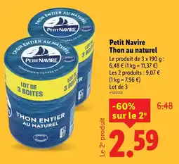 Lidl Petit navire thon au naturel offre