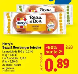 Lidl Harry's beau & bon burger brioché offre