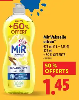 Lidl Mir vaisselle citron offre