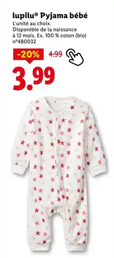 Lidl Lupilu pyjama bébé offre